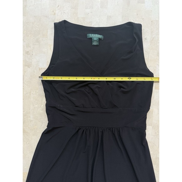 Lauren Ralph Lauren Maxi Dress Sz 6 Women's Black Classic Long Sleeveless Jersey - Picture 4 of 8